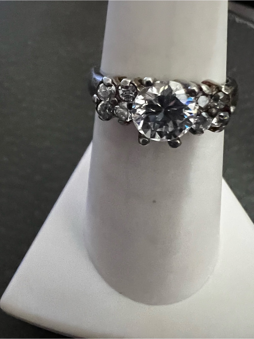 Sterling Silver Clear Cubic Zirconia Halo Engagement Ring - Silver